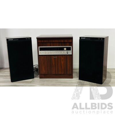 Vintage Stereo and Speaker System Including Pioneer 4 Channel Stereo System and Pair of Technics 2way Speaker System
