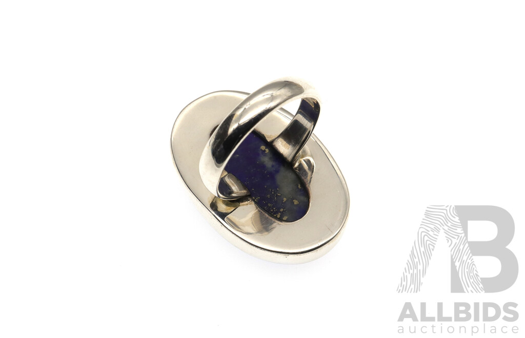 NEW Sterling Silver Lapis Lazuli Cabochon Ring, Size N1/2, 12.35 Grams