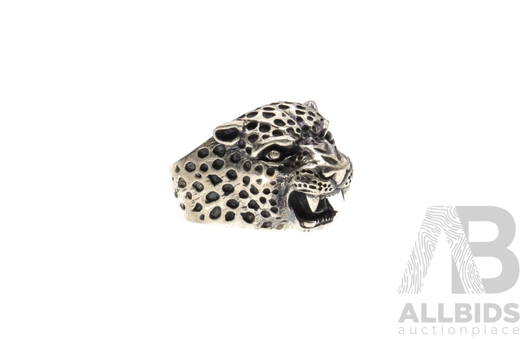 NEW Sterling Silver Leopard Ring, Size S, 11.70 Grams