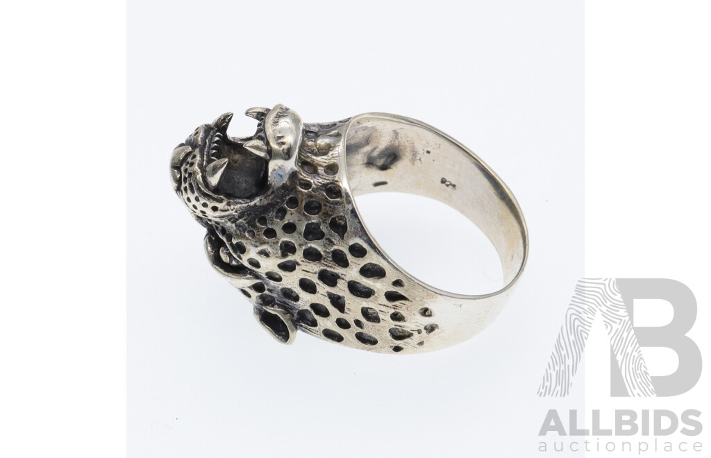 NEW Sterling Silver Leopard Ring, Size S, 11.70 Grams