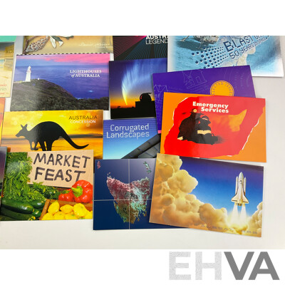 Collection of Australian 1990's and 2000's Stamp Packs Including Australia - Sweden Joint Issue, Wild Babies, Queensland 150 Years, Concession, Legends of the Screen and More