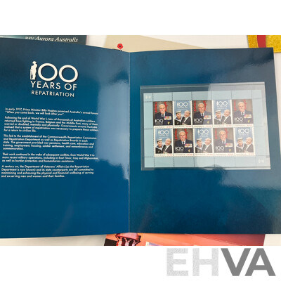 Australian 2018 Stamp Packs Including Lighthouses of Sydney, Centenary of WW1, Royal Wedding, Season's Greetings, Beautiful Cities, Christmas, RSV Aurora Australis, 100 Years of Repatriation - Face Value Over $80