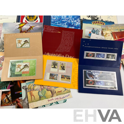 Collection of Australian Stamp Packs Including 2017 Australian Territories Collection, 2016 RSL, 2014 G20, Mythical Creatures, for Special Occasions, Nostalgic Advertisements and More