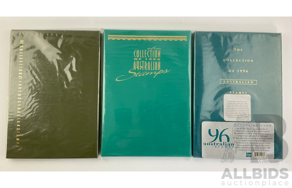 Australian 1992, 1994, 1996 Annual Stamp Albums - Face Value $126