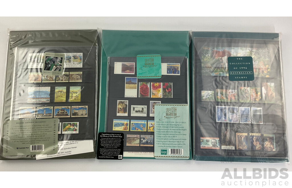 Australian 1992, 1994, 1996 Annual Stamp Albums - Face Value $126