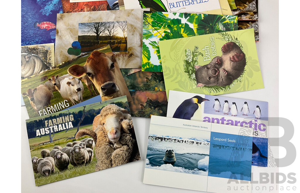 Collection of Australian Stamp Packs, Animal and Marine Themed Including Whales, Great Barrier Reef, Bush Babies, Dolphins of the Australian Coast Line, Threatened Species and More