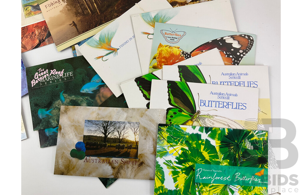 Collection of Australian Stamp Packs, Animal and Marine Themed Including Whales, Great Barrier Reef, Bush Babies, Dolphins of the Australian Coast Line, Threatened Species and More