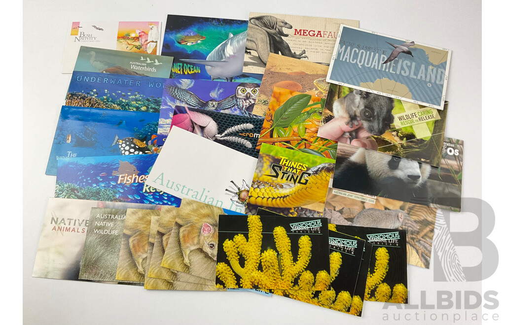 Collection of Australian Stamp Packs, Marine, Insect, Reptile and Wildlife Themed