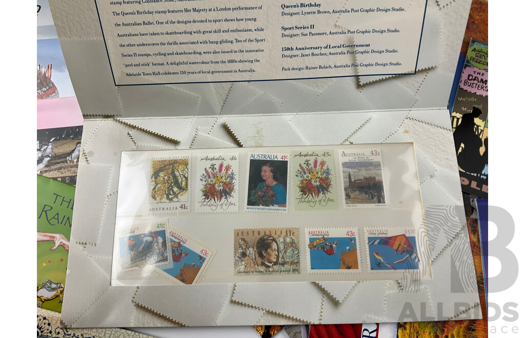 Collection of Australian Stamp Packs Nature Themes Including Panorama Australia, Wilderness Australia, Beaches, Great Walks, Coral Reefs, Outback Services, Joint Issues and More