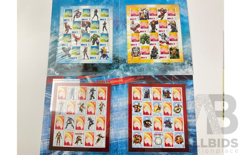 Australian Super Hero Stamp Packs, Marvel Iron Man Three and Avengers, 'The Phantom'- Ruler of the Jungle