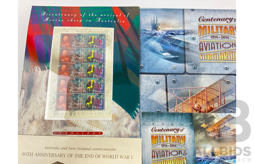 Collection of Australian Stamp Packs, Military, Colonial and Maritime Themes Including Historic Shipwrecks, Terra Australis, Towards Federation and More - Face Value Over $100