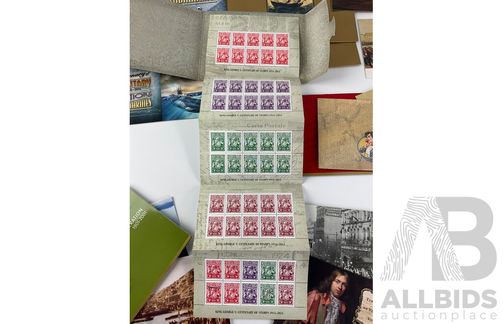 Collection of Australian Stamp Packs, Military, Colonial and Maritime Themes Including Historic Shipwrecks, Terra Australis, Towards Federation and More - Face Value Over $100