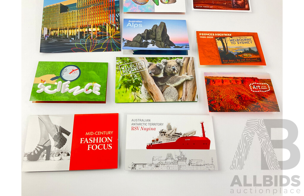 Australian 2020 Stamp Packs Including Australian Alps, Science, Art of the Desert, Wildlife Recovery and More - Face Value Over $78