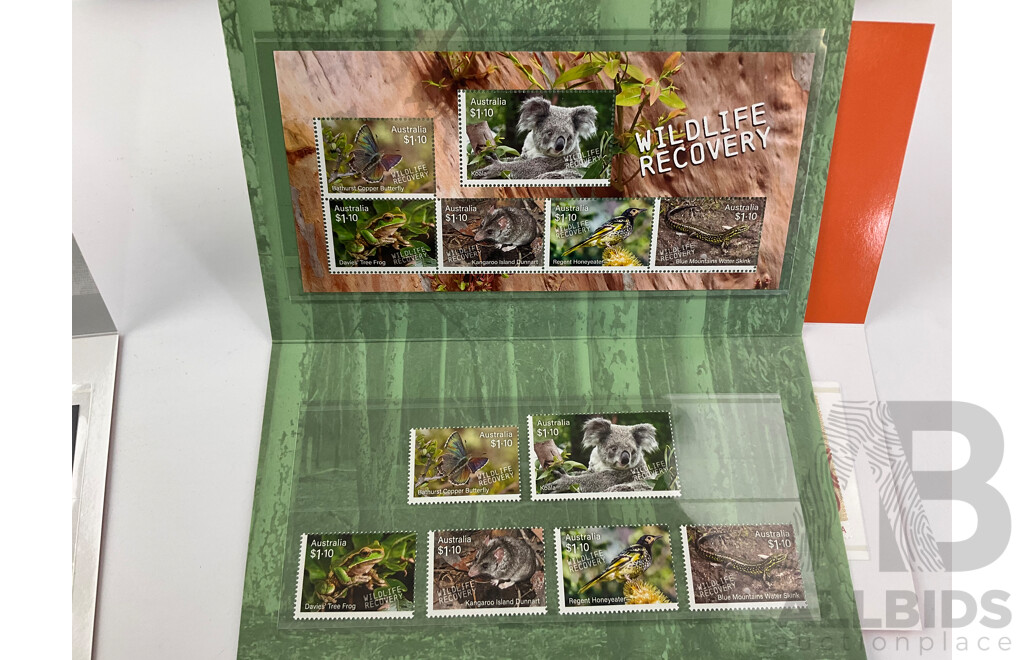 Australian 2020 Stamp Packs Including Australian Alps, Science, Art of the Desert, Wildlife Recovery and More - Face Value Over $78