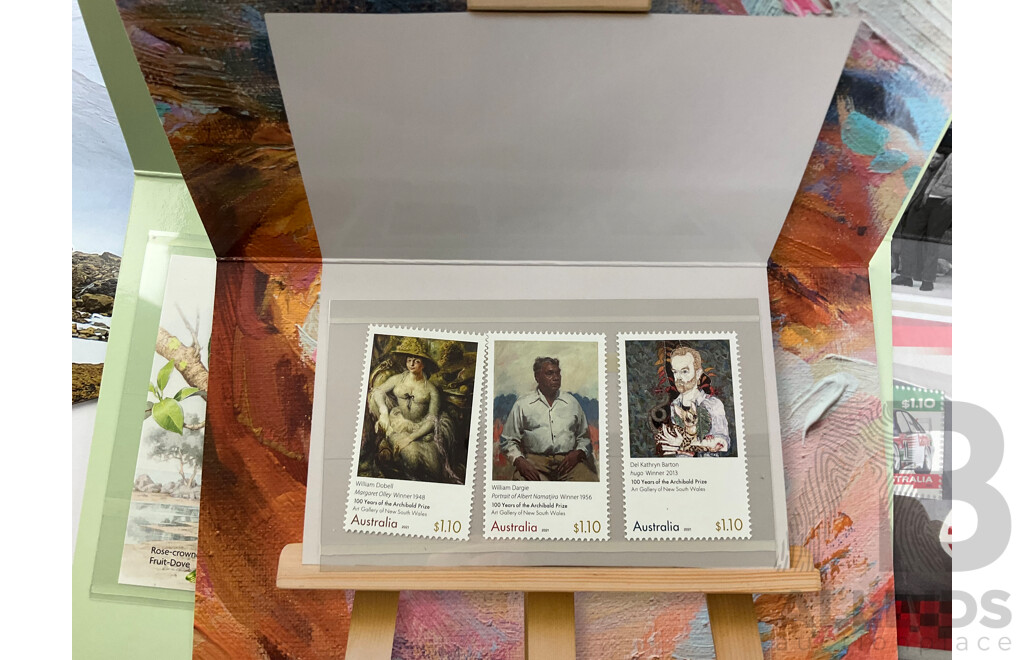 Collection of Australian 2021 Stamp Packs Including Contemporary Sculpture, Migratory Birds, RSPCA, Native Bonsai, Christmas 2021 and More - Face Value Over $145