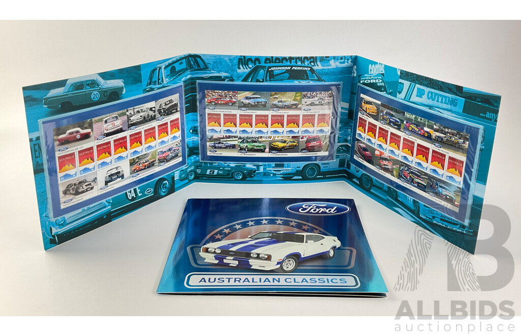 Australian Stamp Packs, Ford Great Racing Moments and Australian Classics - Face Value $60