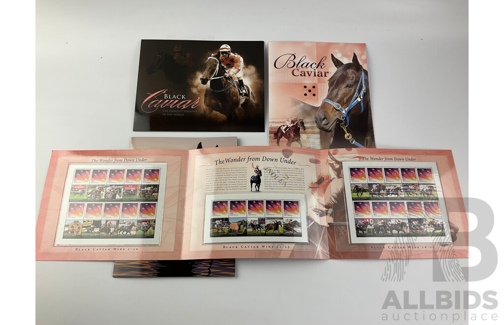 Collection of Australian Black Cavier Stamp Packs - Face Value Over $47