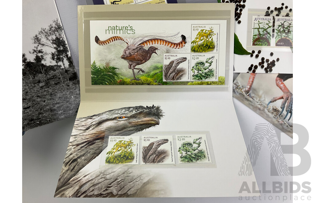 Australian 2022 Stamp Packs Including Aerial Views, Antarctic Territory Penguins, Natures Mimics, Budgerigars, Buckle Up! 50 Years, Pastor Sir Douglas Nicholls and More - Face Value Over $105