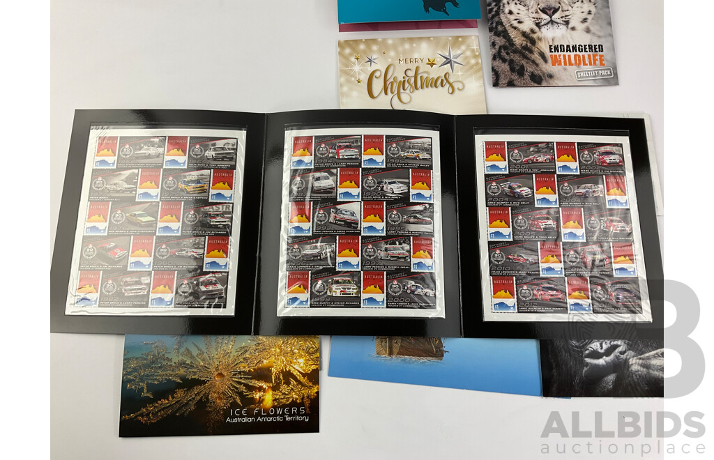 Australian 2016 Stamp Packs Including Endangered Wildlife, Merry Christmas, Jewel Beetles, Vietnam War, Ice Flowers, Bathurst Champions and More - Face Value Over $145