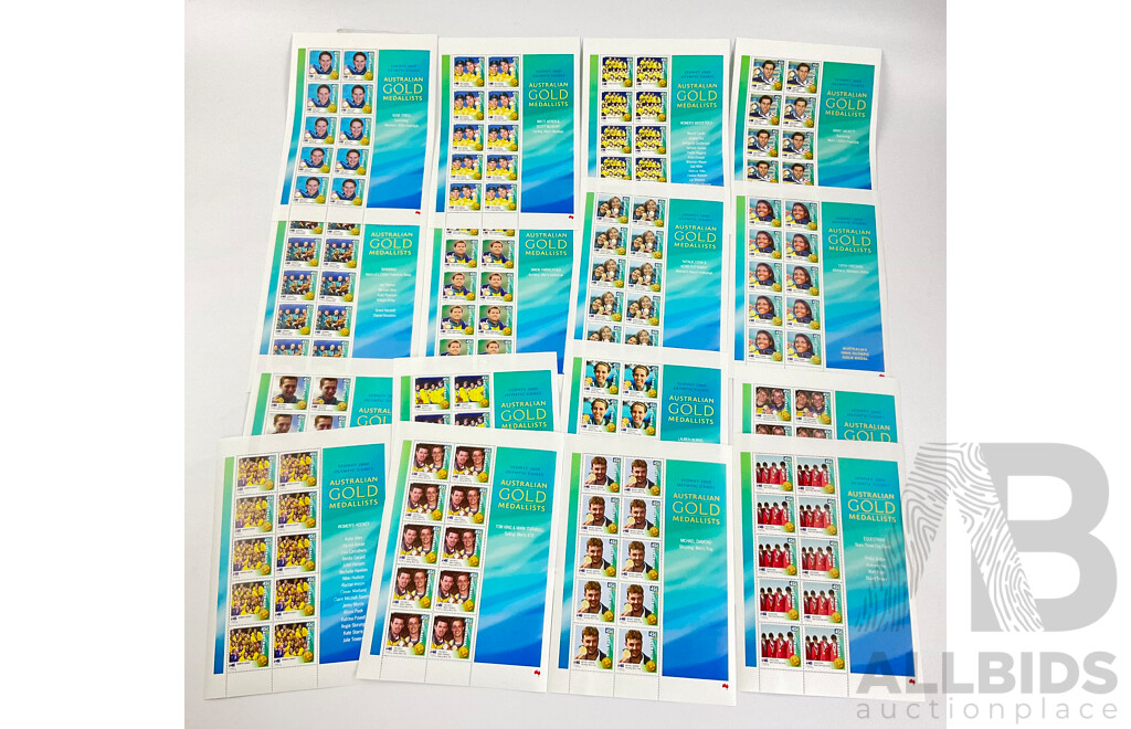 Australian 2000 Gold Medalists Complete Stamp Block Set - Face Value $72