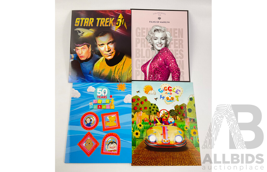 Australian 2016 Stamp Packs Including Star Trek, Films of Marilyn, Fifty Years of Play School, Giggle and Hoot - Face Value $77