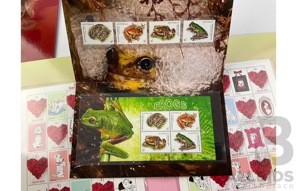 Australian 2018 Stamp Packs Including 101 Dalmations, Grease 40th Anniversary, Jurassic World Fallen Kingdom, HRH Prince Louisfrogs, Blue Planet II - Face Value $98