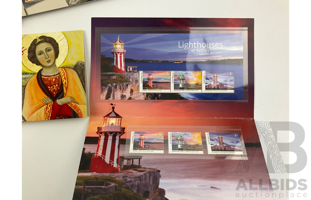 Australian 2018 Stamp Packs Including Lighthouses of Sydney, Centenary of WW1, Royal Wedding, Season's Greetings, Beautiful Cities, Christmas, RSV Aurora Australis, 100 Years of Repatriation - Face Value Over $80