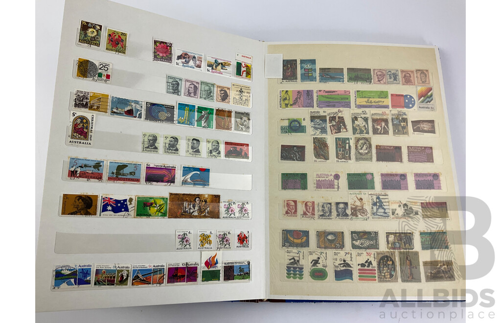 Album of Australian Mint and Cancelled Stamps Examples From 1920's to 1980's Including Predecimal, 1977 Test Centenary Strip, Waltzing Matilda Strip, Vintage Vintage and Veteran Cars Strip, 1988 First Fleet Strips and More