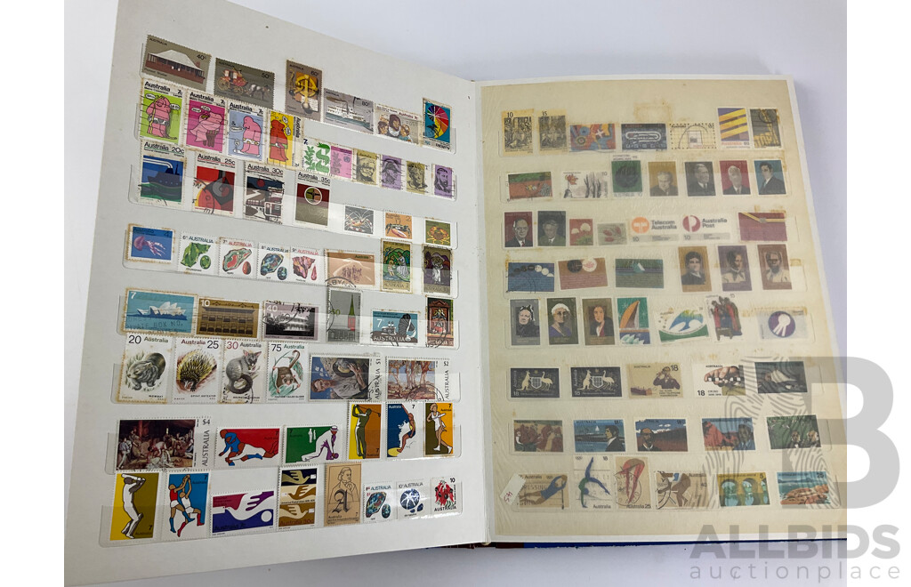 Album of Australian Mint and Cancelled Stamps Examples From 1920's to 1980's Including Predecimal, 1977 Test Centenary Strip, Waltzing Matilda Strip, Vintage Vintage and Veteran Cars Strip, 1988 First Fleet Strips and More