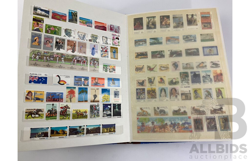 Album of Australian Mint and Cancelled Stamps Examples From 1920's to 1980's Including Predecimal, 1977 Test Centenary Strip, Waltzing Matilda Strip, Vintage Vintage and Veteran Cars Strip, 1988 First Fleet Strips and More