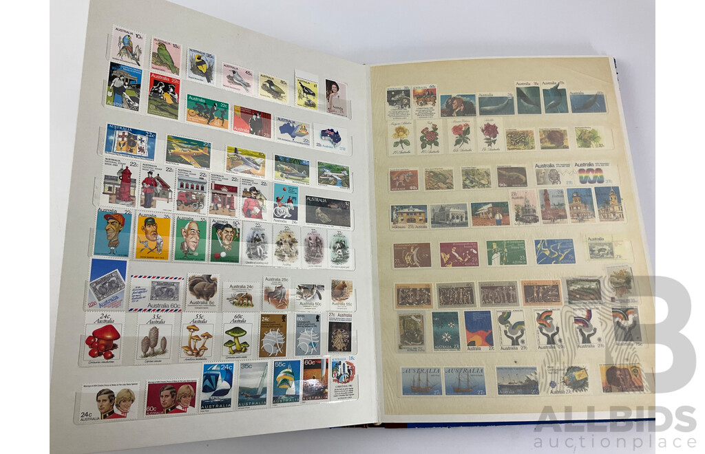 Album of Australian Mint and Cancelled Stamps Examples From 1920's to 1980's Including Predecimal, 1977 Test Centenary Strip, Waltzing Matilda Strip, Vintage Vintage and Veteran Cars Strip, 1988 First Fleet Strips and More