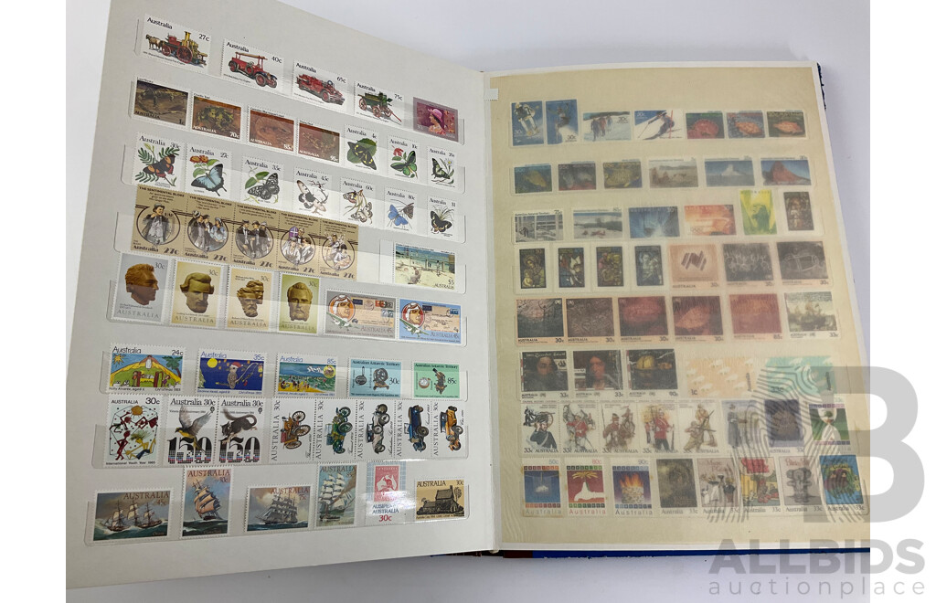 Album of Australian Mint and Cancelled Stamps Examples From 1920's to 1980's Including Predecimal, 1977 Test Centenary Strip, Waltzing Matilda Strip, Vintage Vintage and Veteran Cars Strip, 1988 First Fleet Strips and More