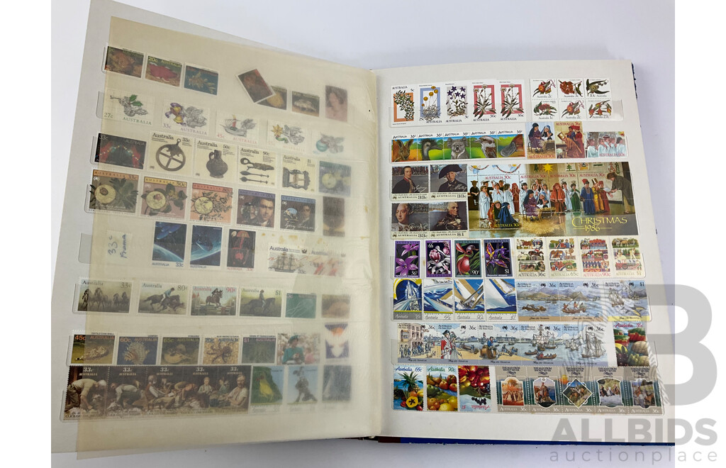 Album of Australian Mint and Cancelled Stamps Examples From 1920's to 1980's Including Predecimal, 1977 Test Centenary Strip, Waltzing Matilda Strip, Vintage Vintage and Veteran Cars Strip, 1988 First Fleet Strips and More