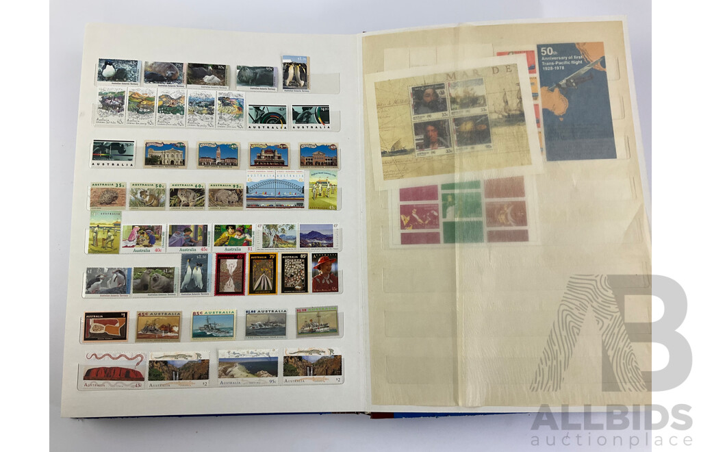 Album of Australian Mint and Cancelled Stamps Examples From 1920's to 1980's Including Predecimal, 1977 Test Centenary Strip, Waltzing Matilda Strip, Vintage Vintage and Veteran Cars Strip, 1988 First Fleet Strips and More