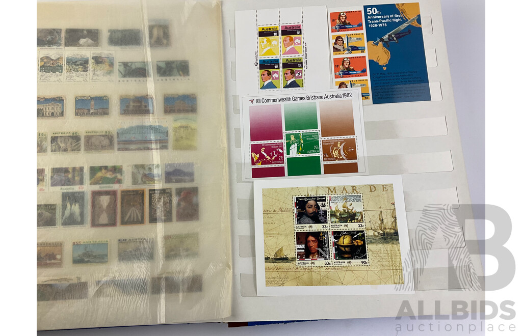 Album of Australian Mint and Cancelled Stamps Examples From 1920's to 1980's Including Predecimal, 1977 Test Centenary Strip, Waltzing Matilda Strip, Vintage Vintage and Veteran Cars Strip, 1988 First Fleet Strips and More