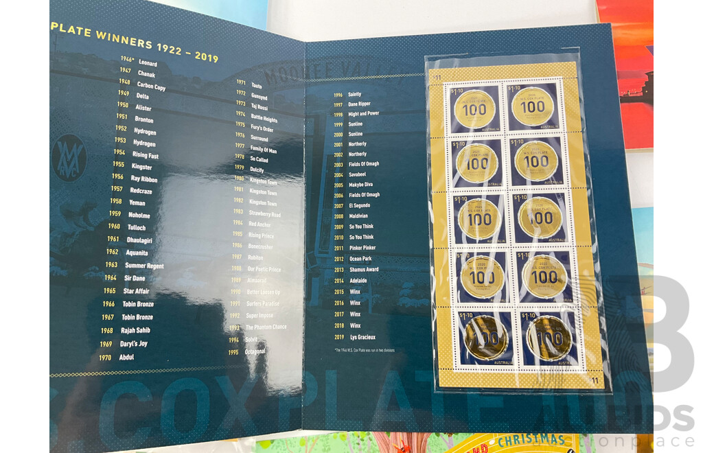 Australian 2020 Stamp Packs Including Australian Territories, Qantas 100 Years, Cox Plate, Christmas Island Christmas, Botanic Garden 50 Years, World Heritage Australia - Face Value Over $100