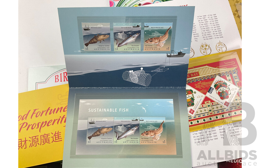 Collection of Australian 2019/2020 Stamp Packs Including Transcontinental Railway, Lunar New Year, ANZAC Day, Joyful Occations, Queen Birthday and More- Face Value Over $105