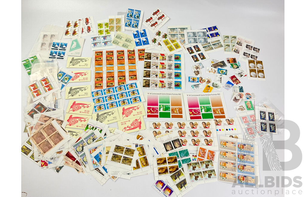 Large Collection of Australian 1980's Mint Stamps, Blocks, Gutters and Books Including 1981 Charles Diana Marriage, Ausipex 1984, Blinky Bill, Ginger Meggs and More