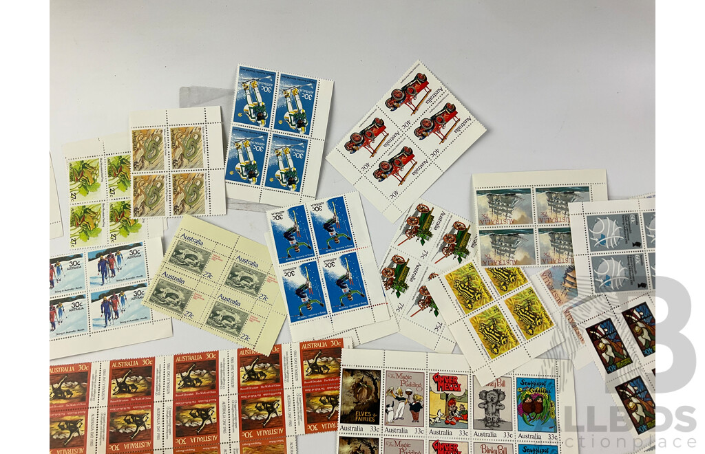 Large Collection of Australian 1980's Mint Stamps, Blocks, Gutters and Books Including 1981 Charles Diana Marriage, Ausipex 1984, Blinky Bill, Ginger Meggs and More