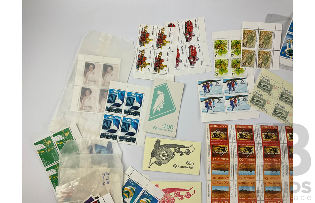 Large Collection of Australian 1980's Mint Stamps, Blocks, Gutters and Books Including 1981 Charles Diana Marriage, Ausipex 1984, Blinky Bill, Ginger Meggs and More