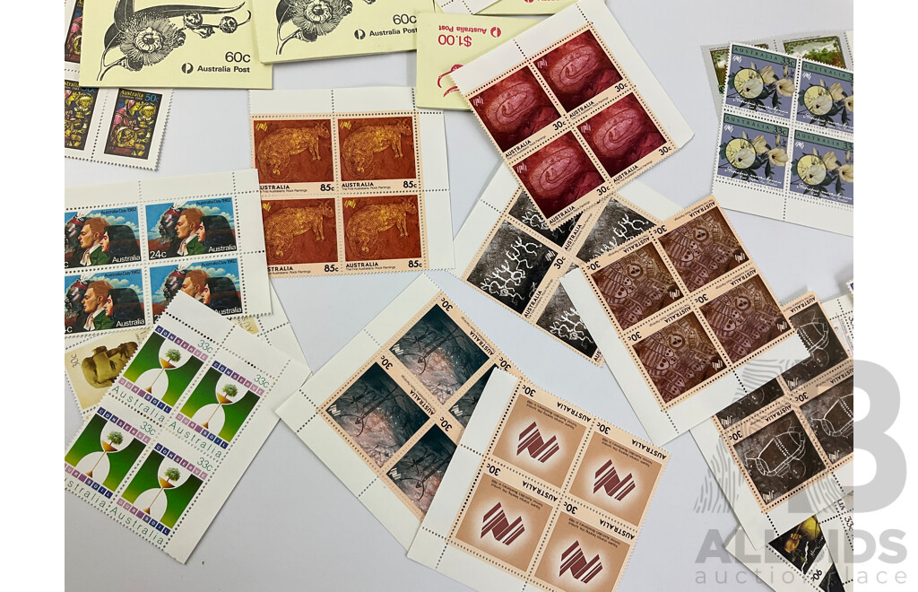 Large Collection of Australian 1980's Mint Stamps, Blocks, Gutters and Books Including 1981 Charles Diana Marriage, Ausipex 1984, Blinky Bill, Ginger Meggs and More