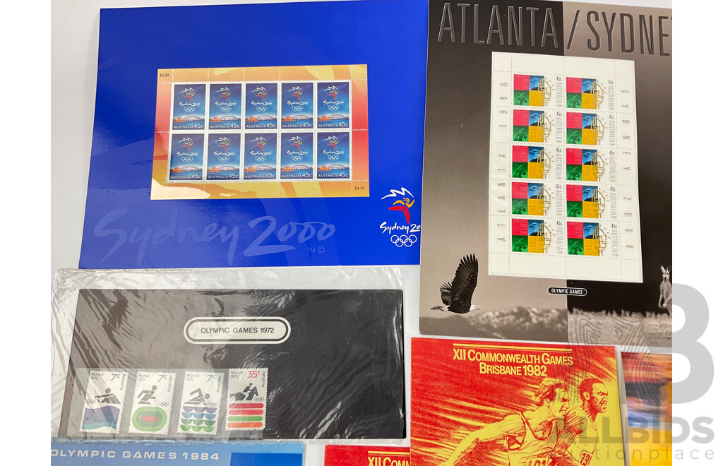 Collection of Australian Stamp Packs, Olympic and Commonwealth Games Issues 1972-2000