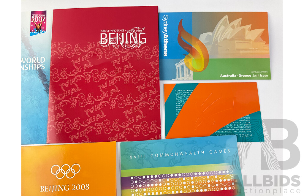 Collection of Australian Stamp Packs, Olympic and Commonwealth Games Issues 2000-2012