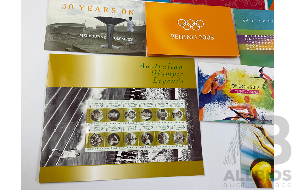 Collection of Australian Stamp Packs, Olympic and Commonwealth Games Issues 2000-2012