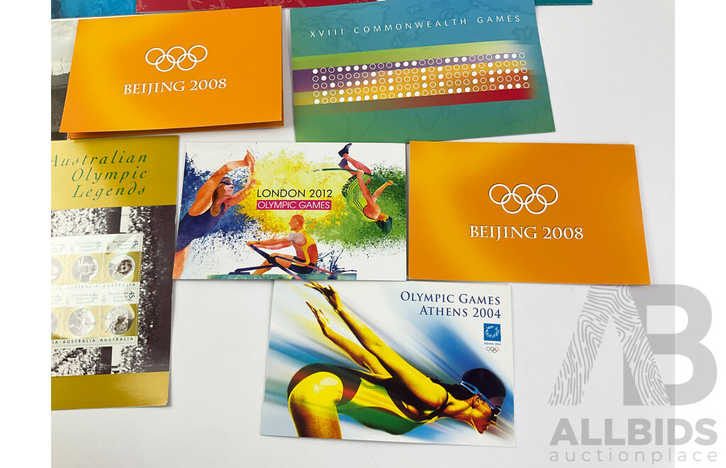 Collection of Australian Stamp Packs, Olympic and Commonwealth Games Issues 2000-2012