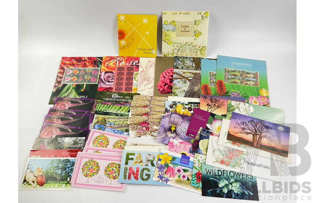 Australian Flora Related Stamp Packs Including Floral Emblems, Australian Wildflowers, Coastal Flowers, Parks and Gardens, Native Orchids, Fruit in Austtrlia and More - 49 Packs