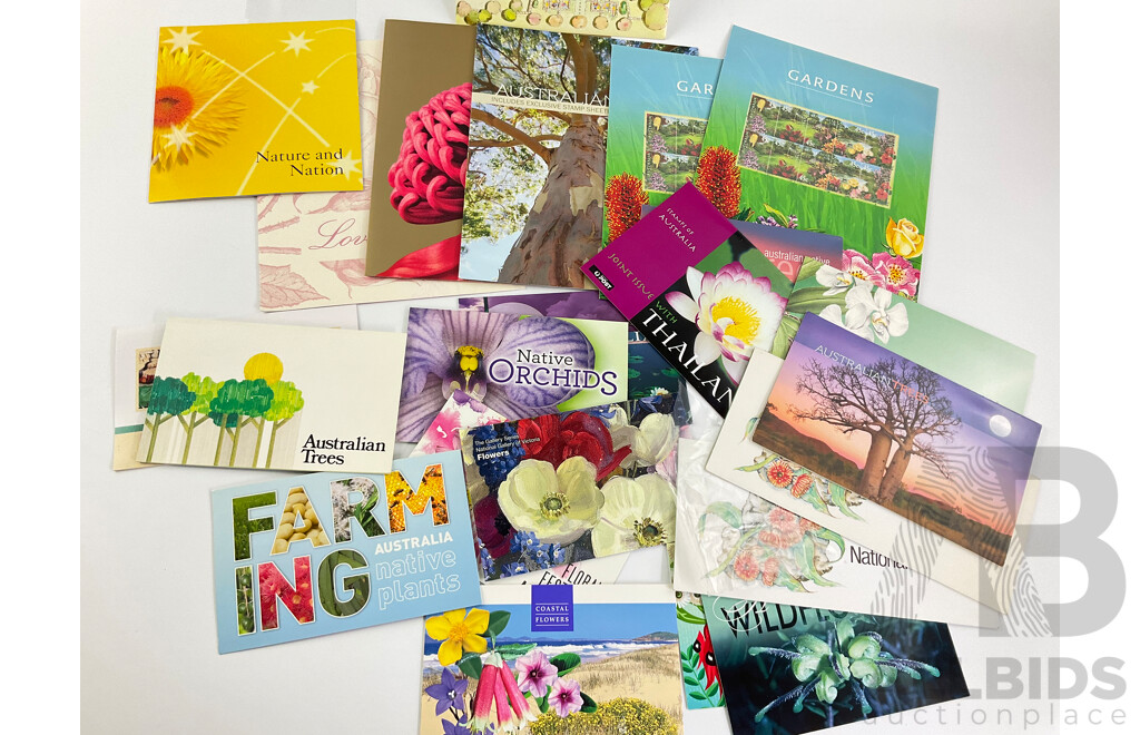 Australian Flora Related Stamp Packs Including Floral Emblems, Australian Wildflowers, Coastal Flowers, Parks and Gardens, Native Orchids, Fruit in Austtrlia and More - 49 Packs