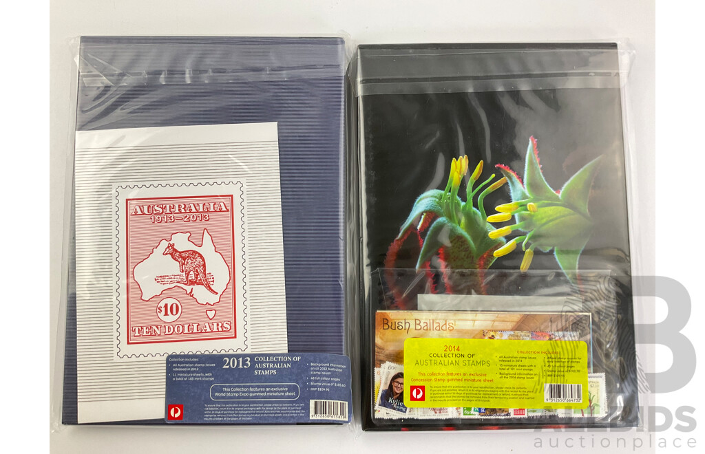 Australian 2013 and 2014 Annual Stamp Albums - Face Value $208