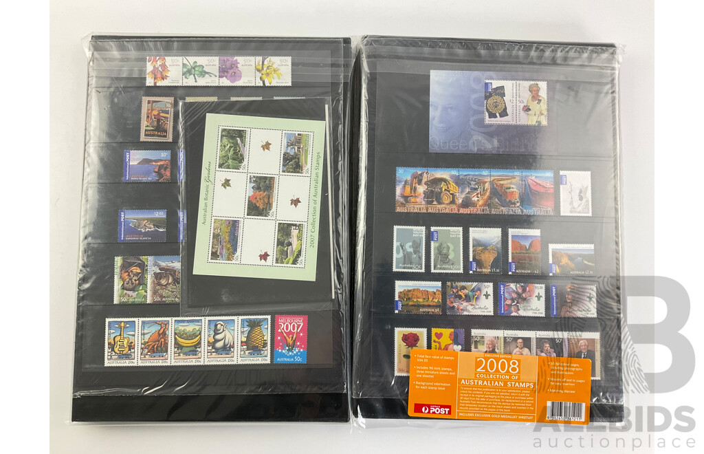 Australian 2007 and 2008 Annual Stamp Albums - Face Value $173