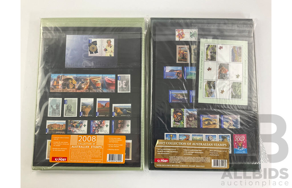 Australian 2007 and 2008 Annual Stamp Albums - Face Value $173